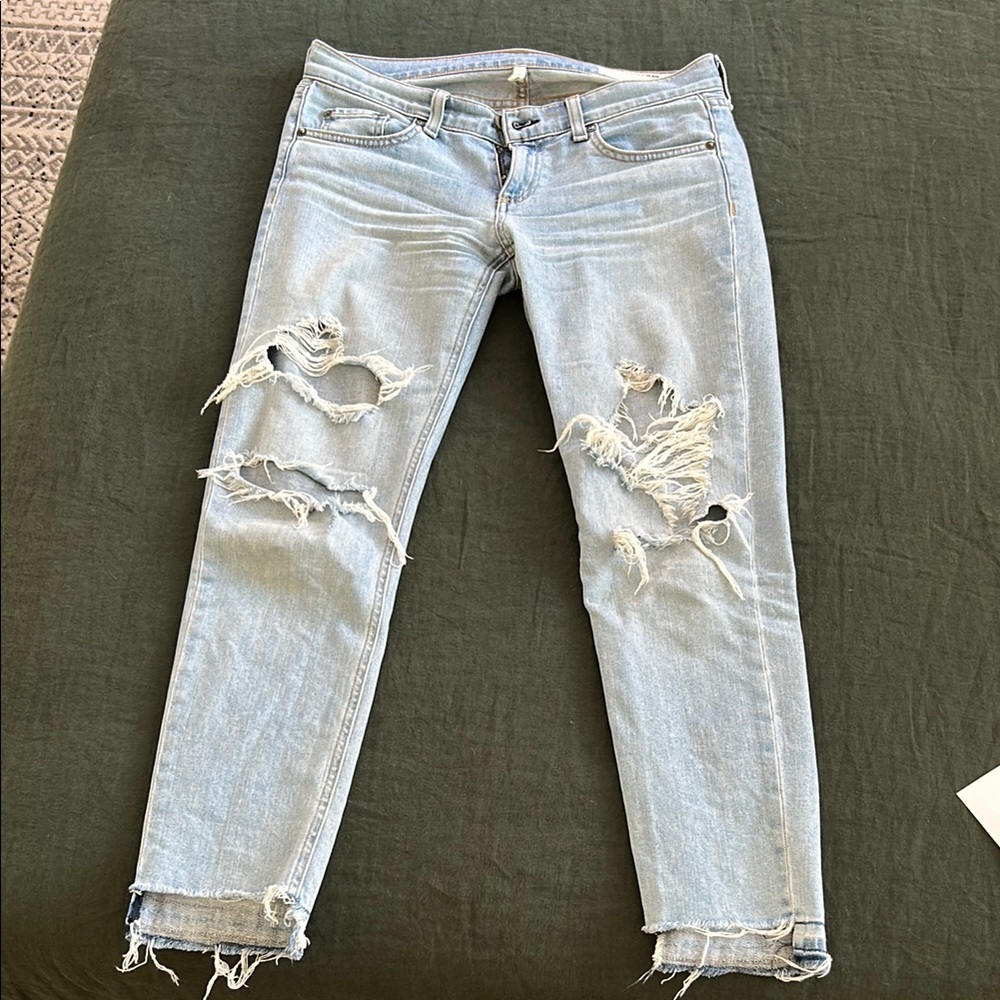 Distressed Light Blue Jeans